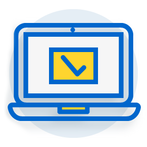 illustration of an open laptop with a checkmark on the monitor