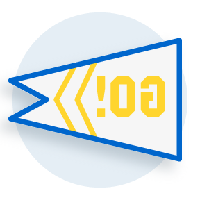 illustration of a pennant with Go! written on it